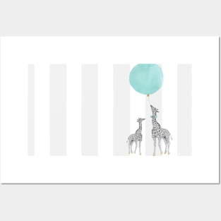 Giraffe and Balloon Posters and Art